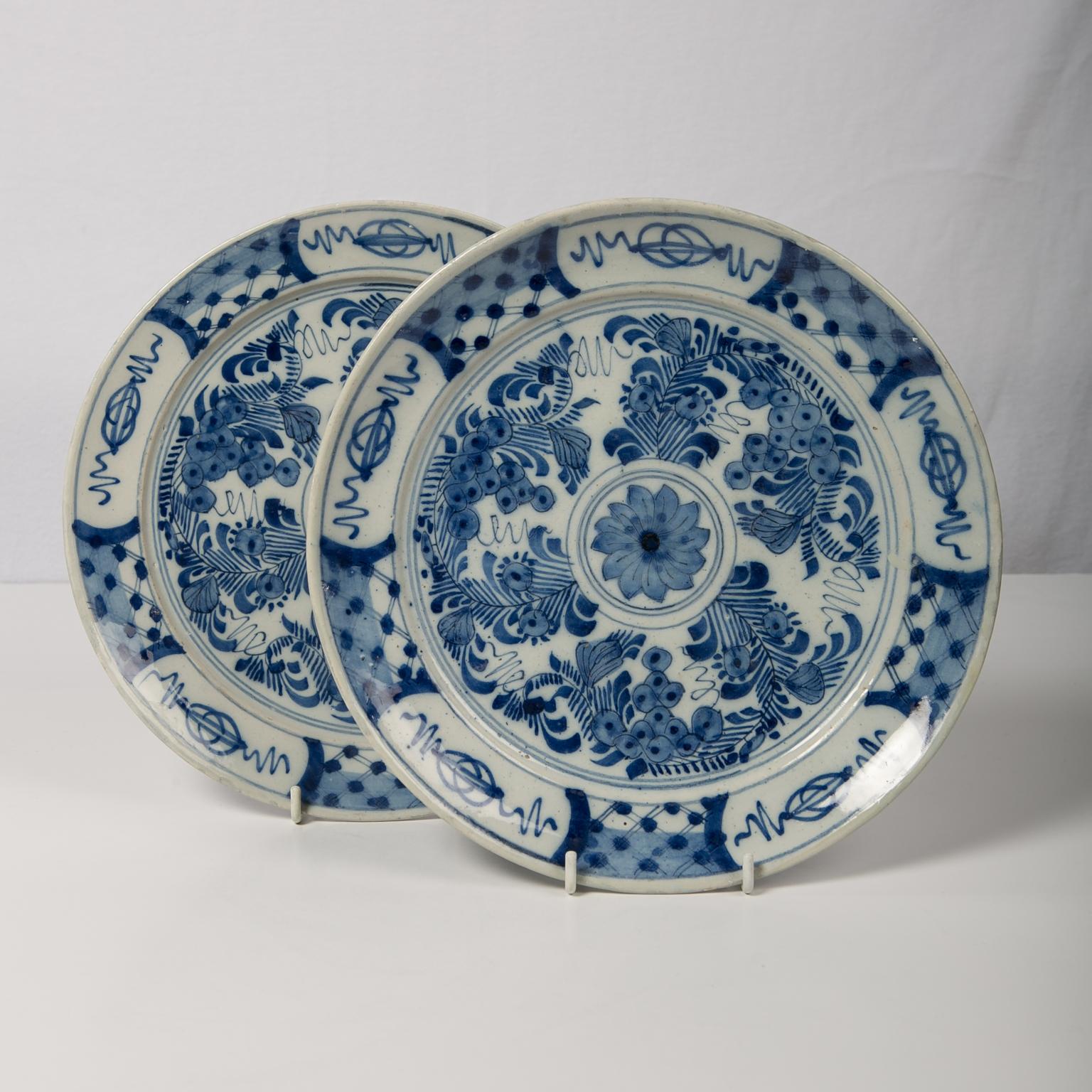 Pair of Antique Blue and White Delft Plates circa 1780 9