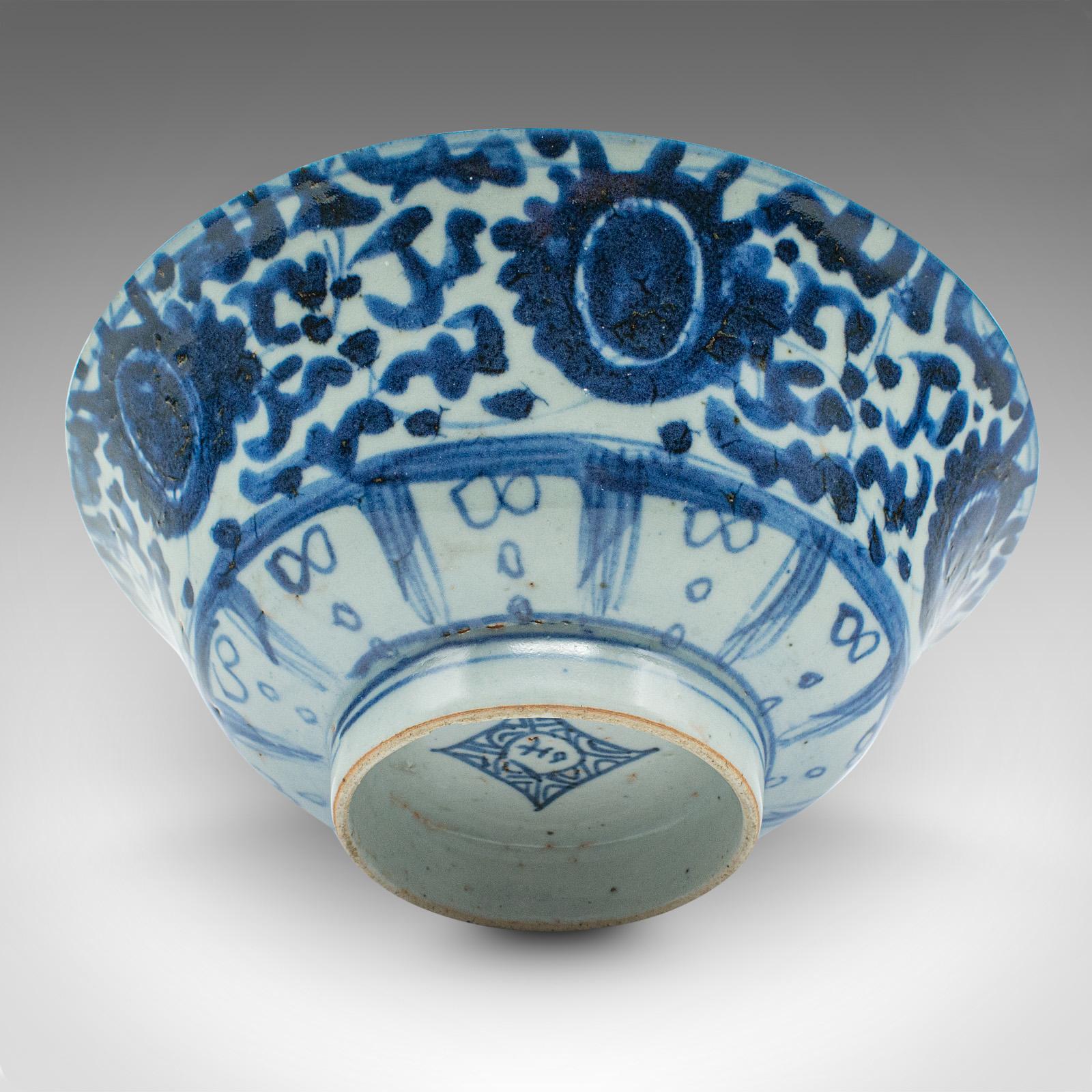 Pair Of Antique Blue and White Serving Bowls, Chinese, Ceramic, Dish, Victorian For Sale 5