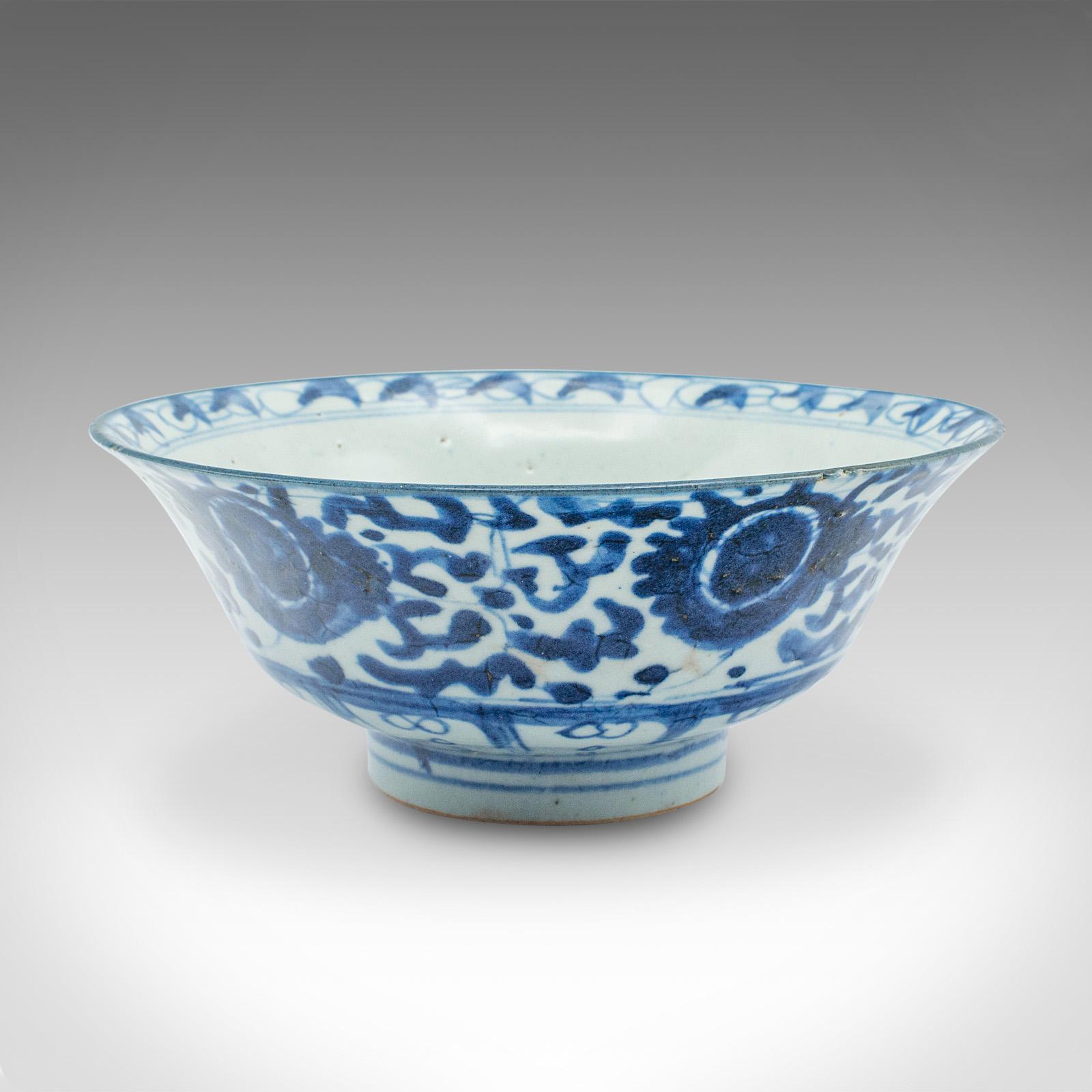 Pair Of Antique Blue and White Serving Bowls, Chinese, Ceramic, Dish, Victorian In Good Condition For Sale In Hele, Devon, GB
