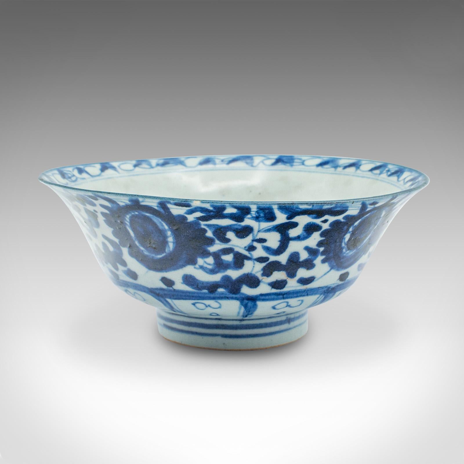 Pair Of Antique Blue and White Serving Bowls, Chinese, Ceramic, Dish, Victorian For Sale 1