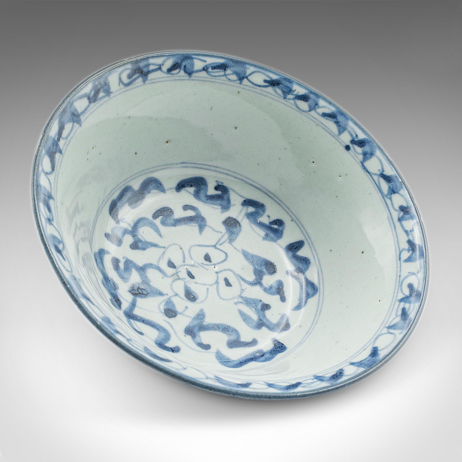 Pair Of Antique Blue and White Serving Bowls, Chinese, Ceramic, Dish, Victorian For Sale 4