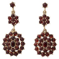 Pair of Antique Bohemian Garnet Earrings in Silvered Gilt Settings
