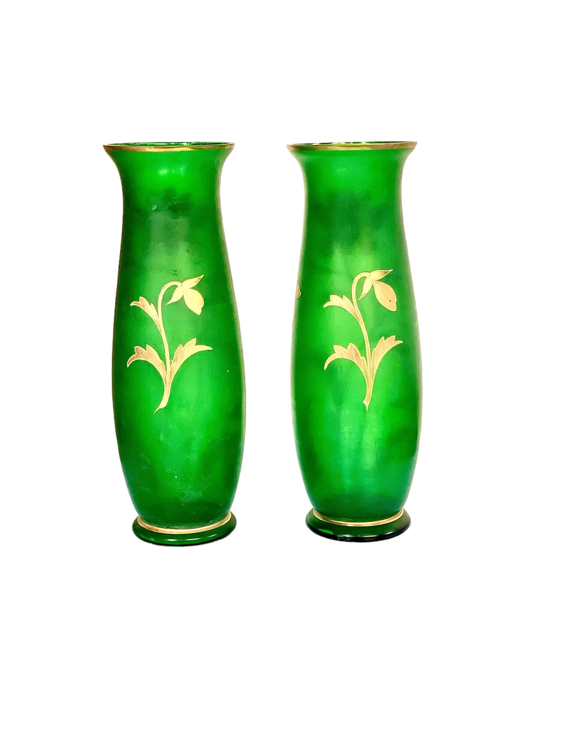 green vases