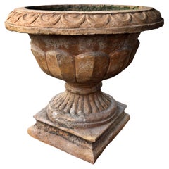 PAIR OF ANTIQUE BOLOGNESE TERRACOTTA CHALICE VASES Very Old