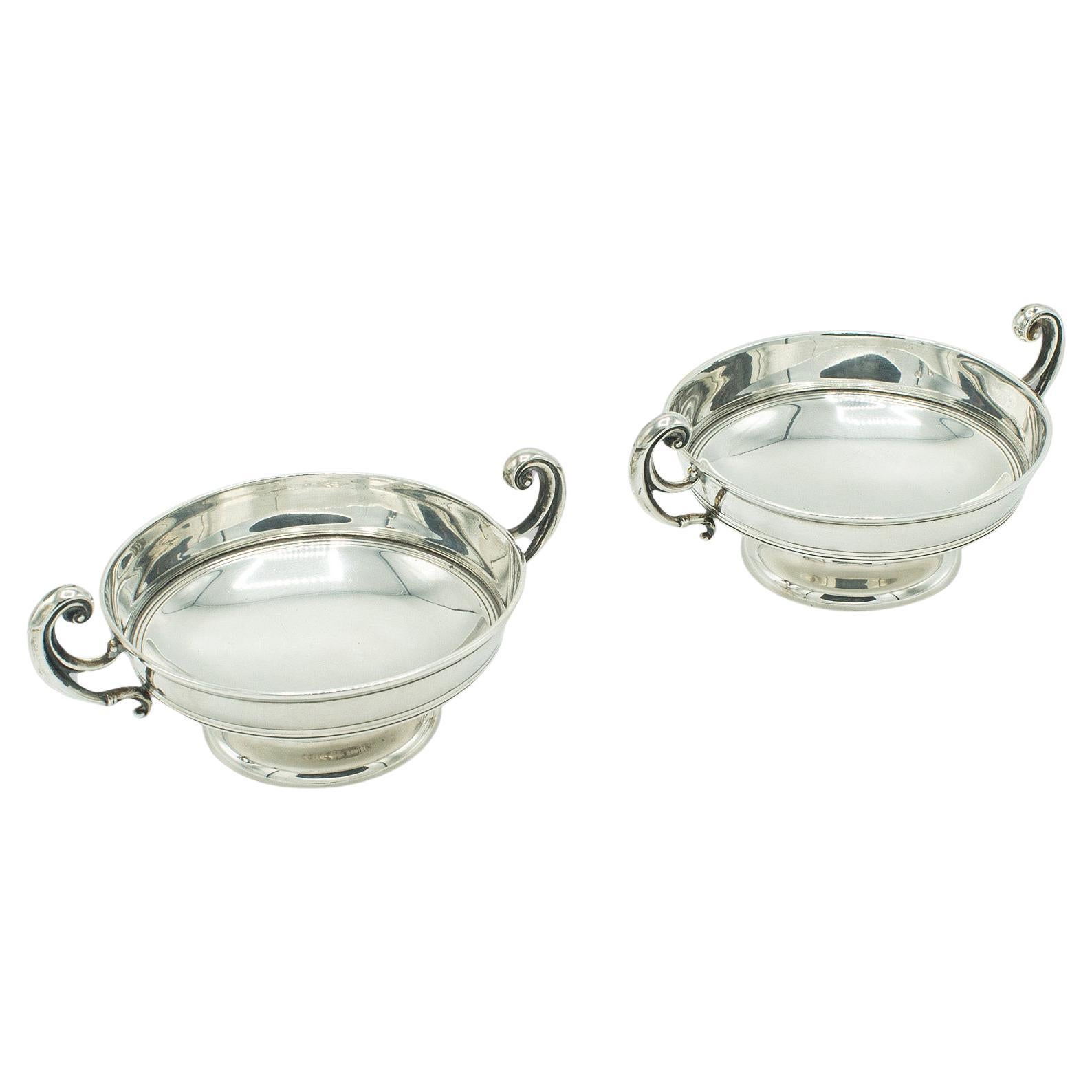 Pair of Antique Bonbon Dishes, English, Sterling Silver, Serving Bowl, Edwardian For Sale