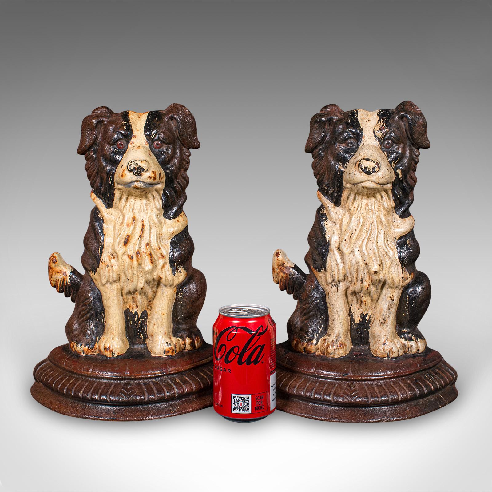 Coppia di antichi fermaporta in stile Border Colli, inglese, cane, guardiano di porte, vittoriano in vendita 5