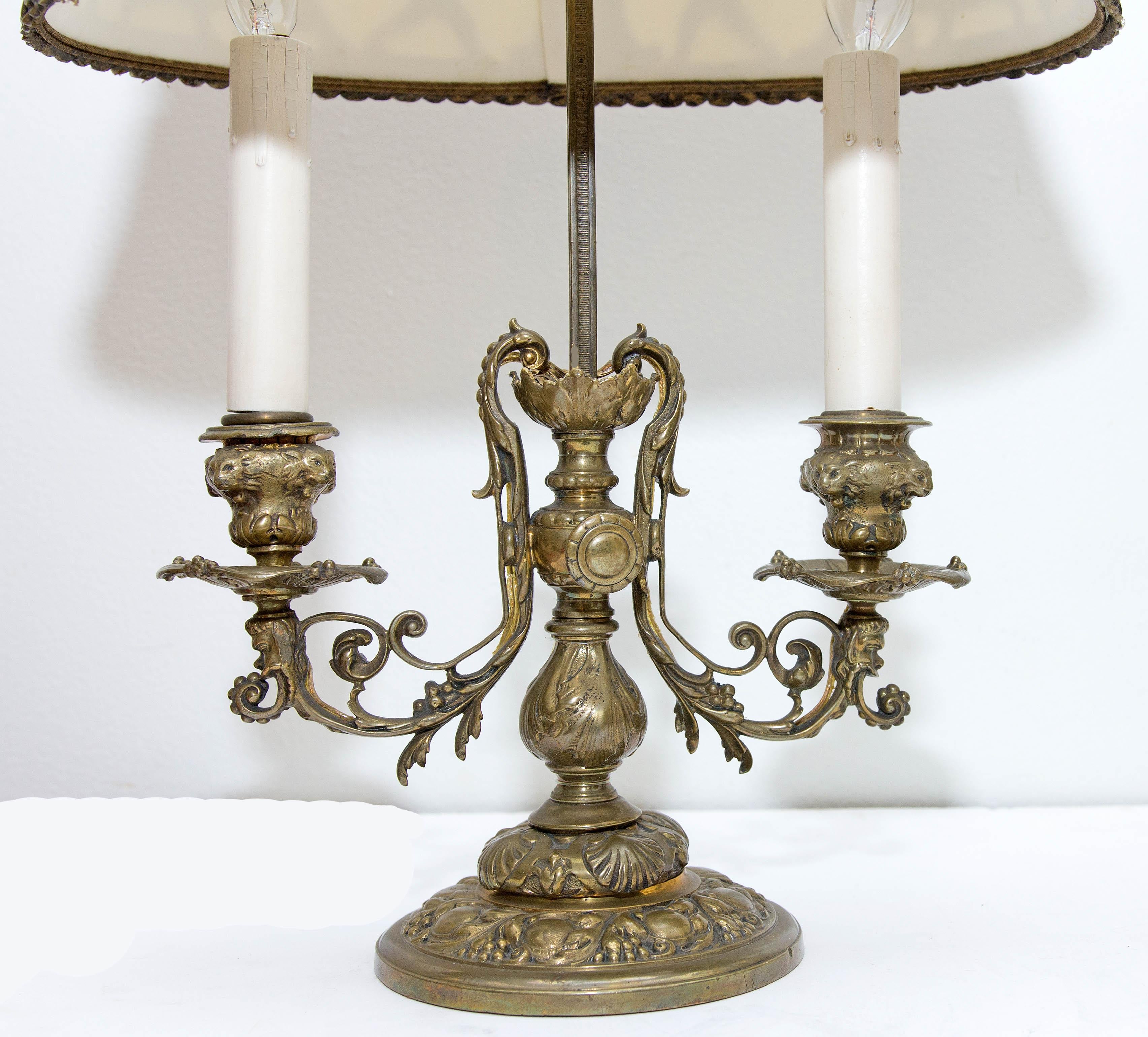Pair of Antique Bouillotte Lamps In Good Condition In Rochester, NY