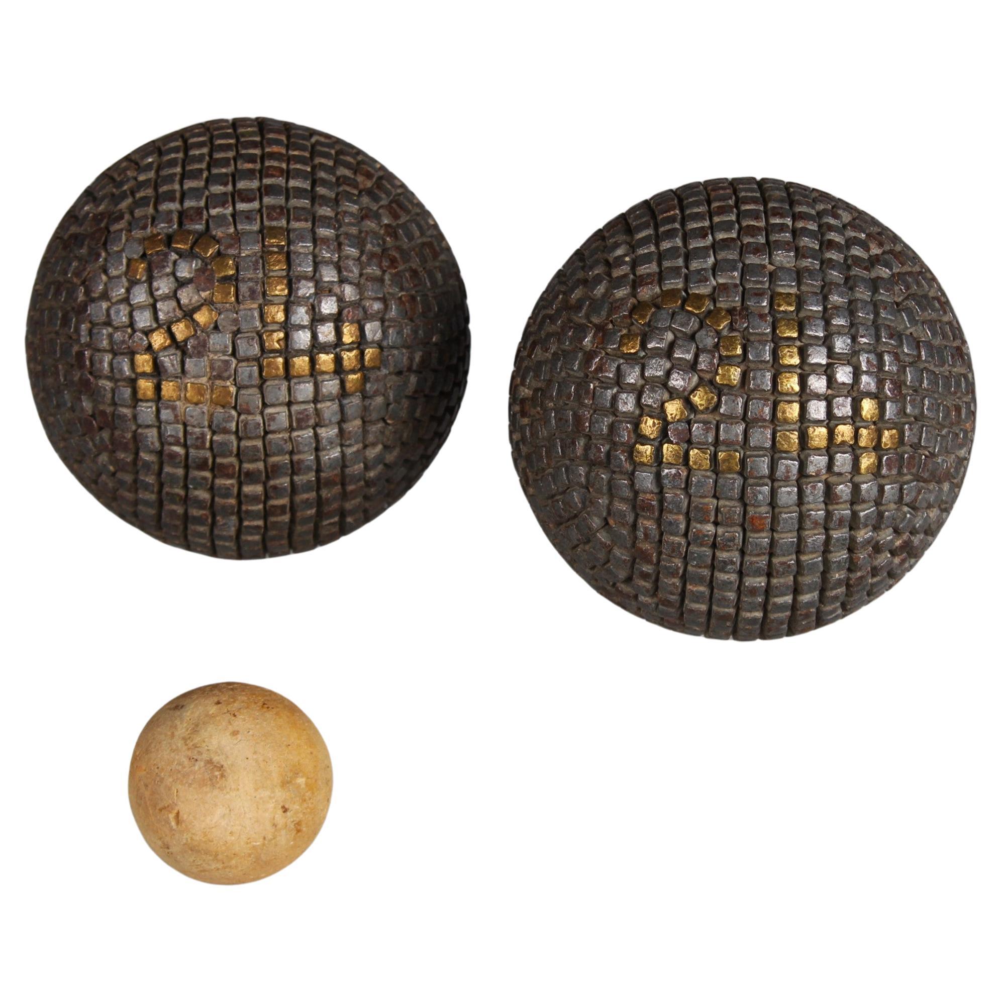 Pair Of Antique Boule Balls "24", Pétanque, 1880s, France, Craftsmanship For Sale