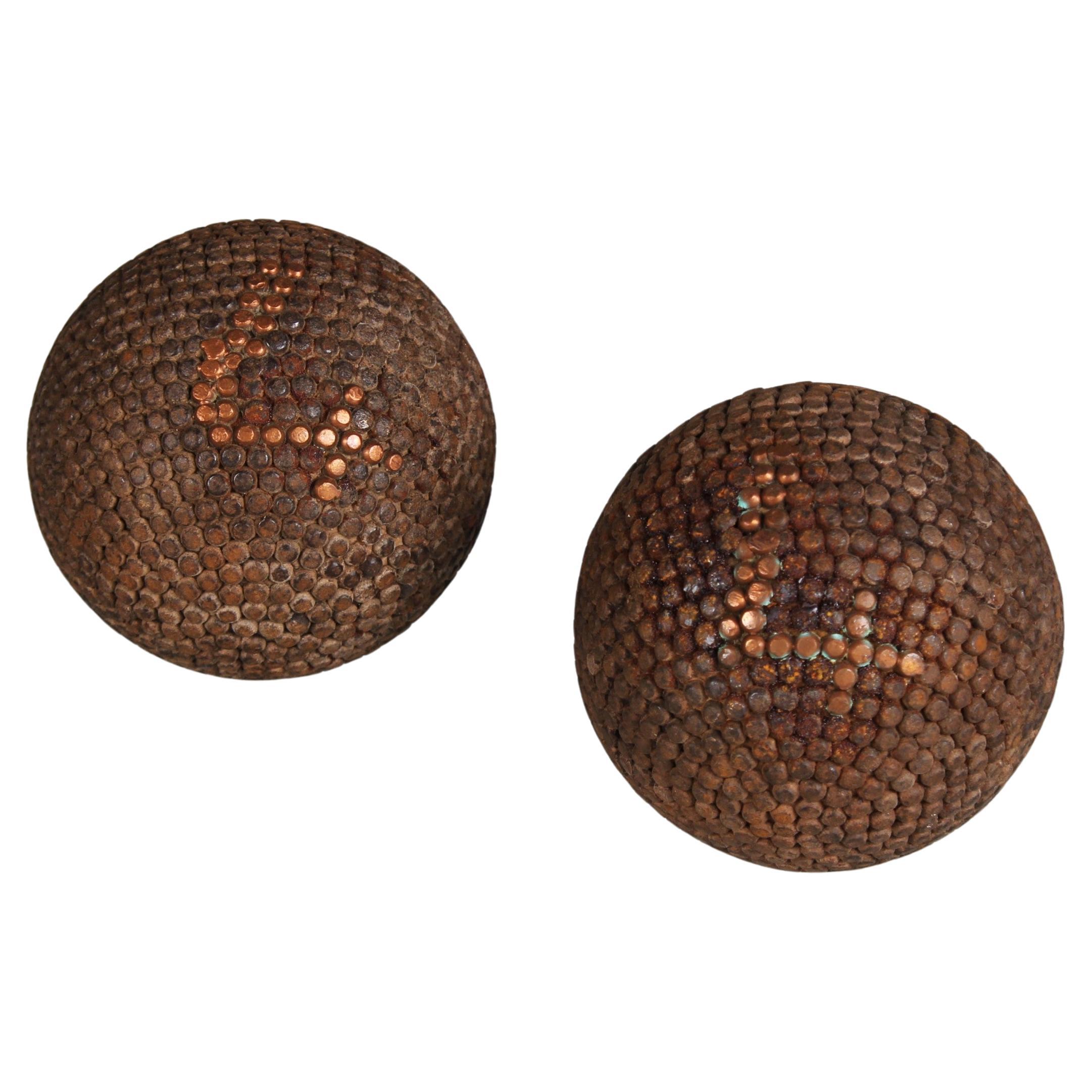 Pair Of Antique Boule Balls "4", Pétanque, 1880s, France, Craftsmanship For Sale