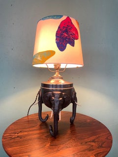 Pair of Antique Brass and Cast Iron Elephant Lamps By Voss Of Denmark