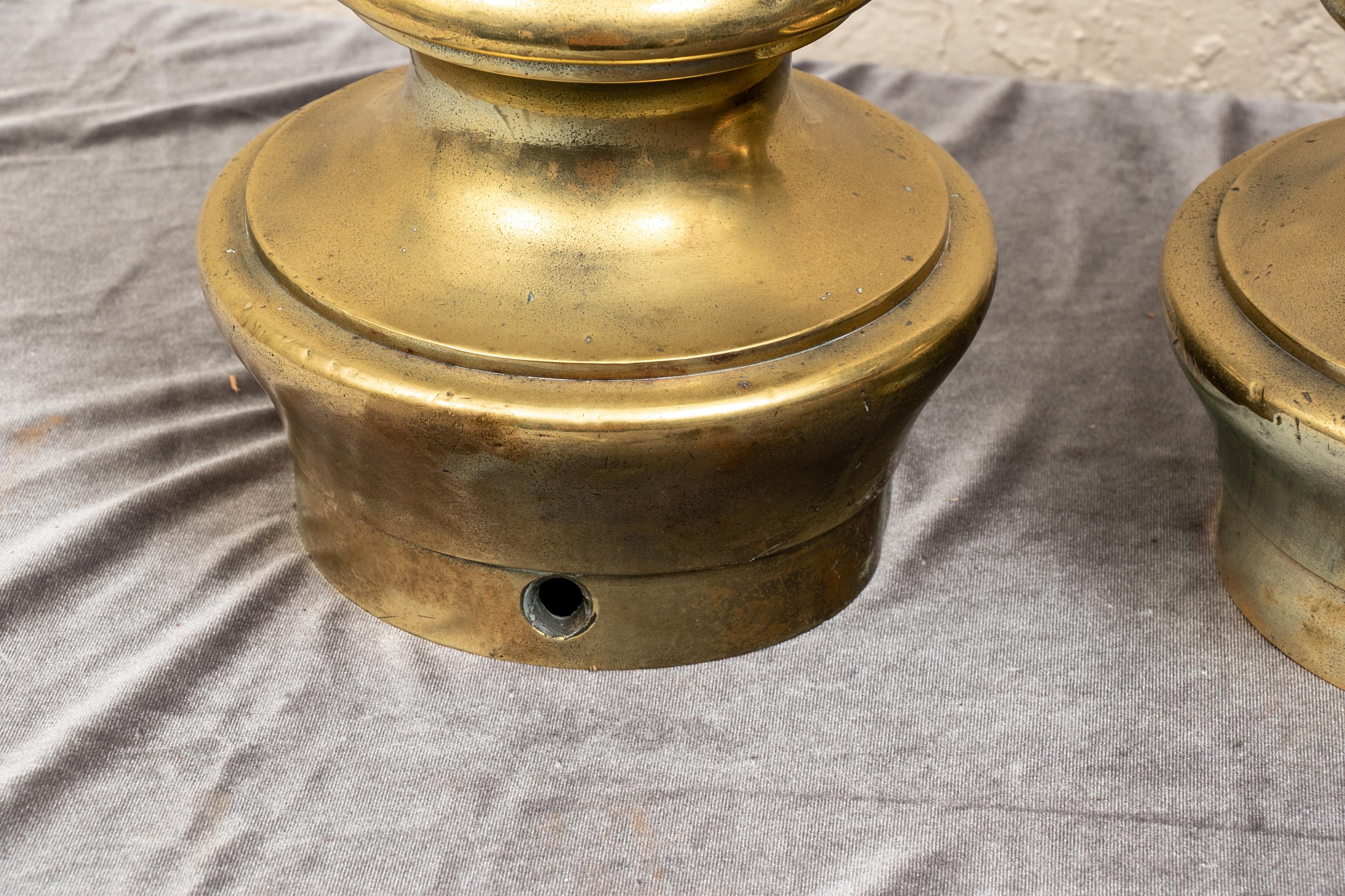 19th Century Pair of Antique Brass Bollards