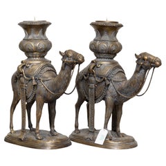 Pair of Antique Brass Camel Sculptures