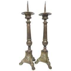 Pair of Antique Brass Candleholders