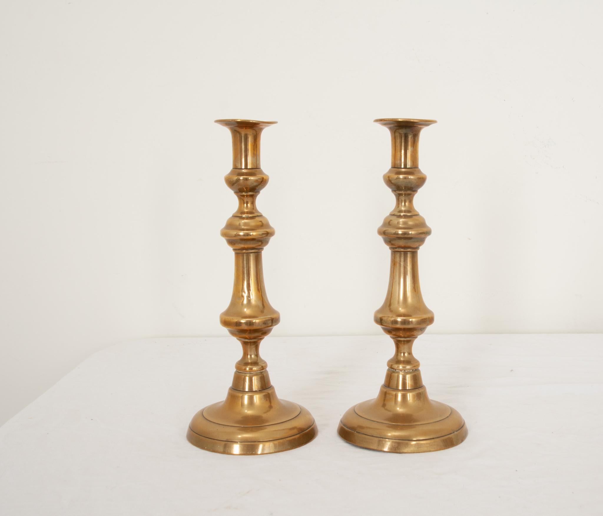 Other Pair of Antique Brass Candlesticks For Sale