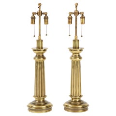 Pair of Antique brass Column Lamps by Stiffel Lamp Company