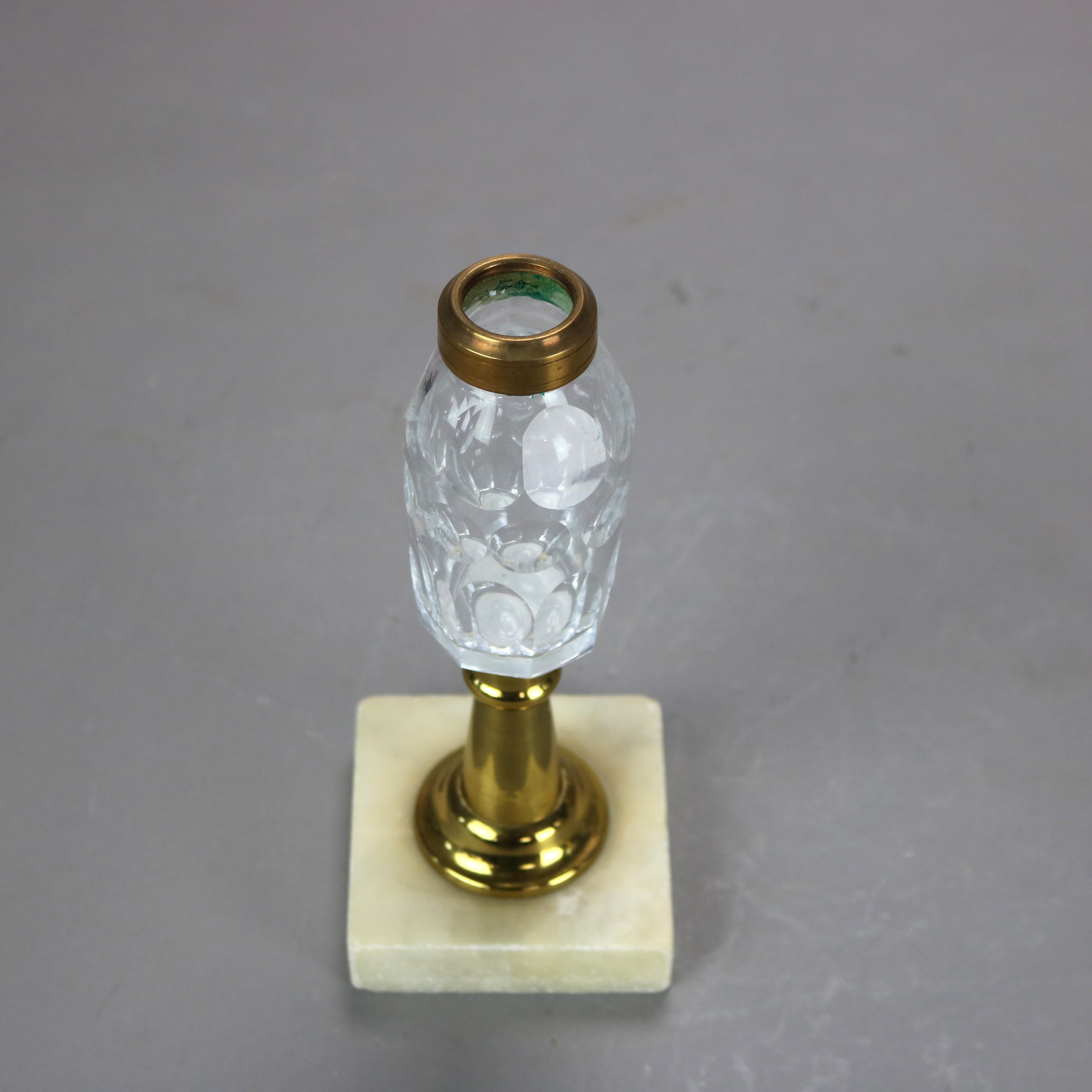 Paar antike Kerosene-Lampen aus Messing, geschliffenem Glas und Marmor, um 1880 im Angebot 2