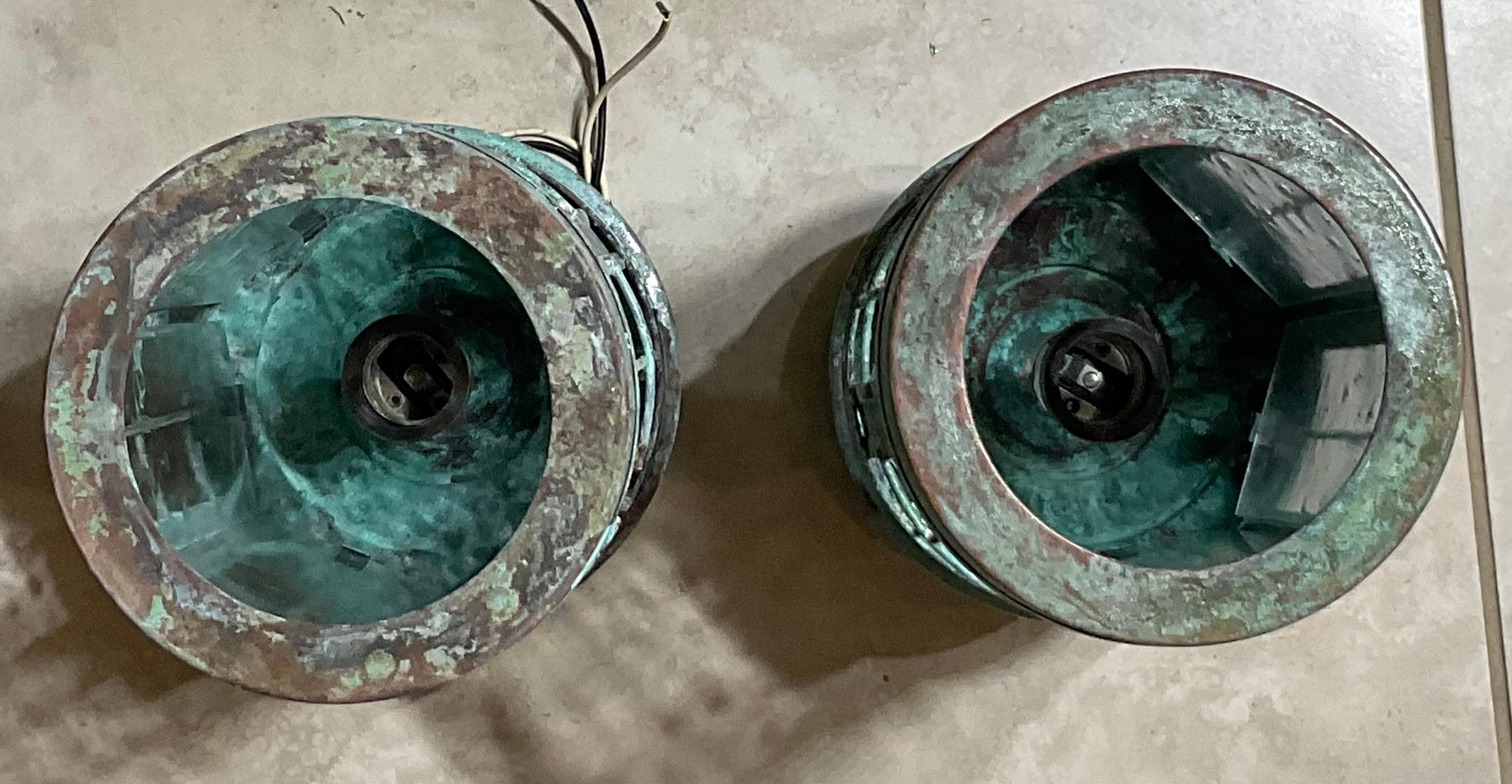 Cuivre Paire de lanternes anciennes en laiton  Lanterne d'extérieur rustique en cuivre vert-de-gris