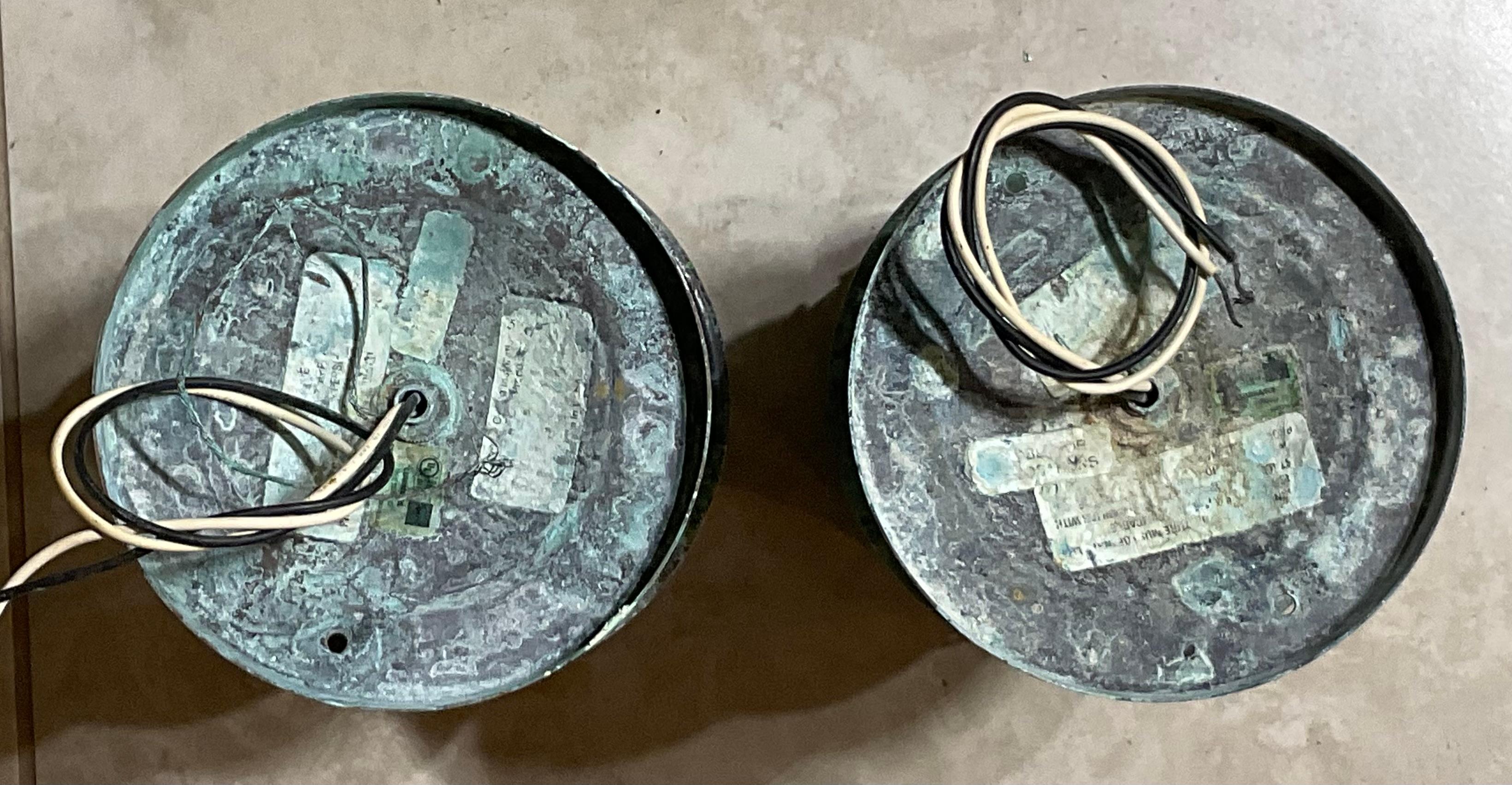 Paire de lanternes anciennes en laiton  Lanterne d'extérieur rustique en cuivre vert-de-gris 1