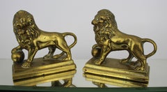 Pair of Antique Brass Lion Paperweights