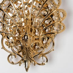 Pair Of Antique Brass Peacock Wall light, Spain, 1960s