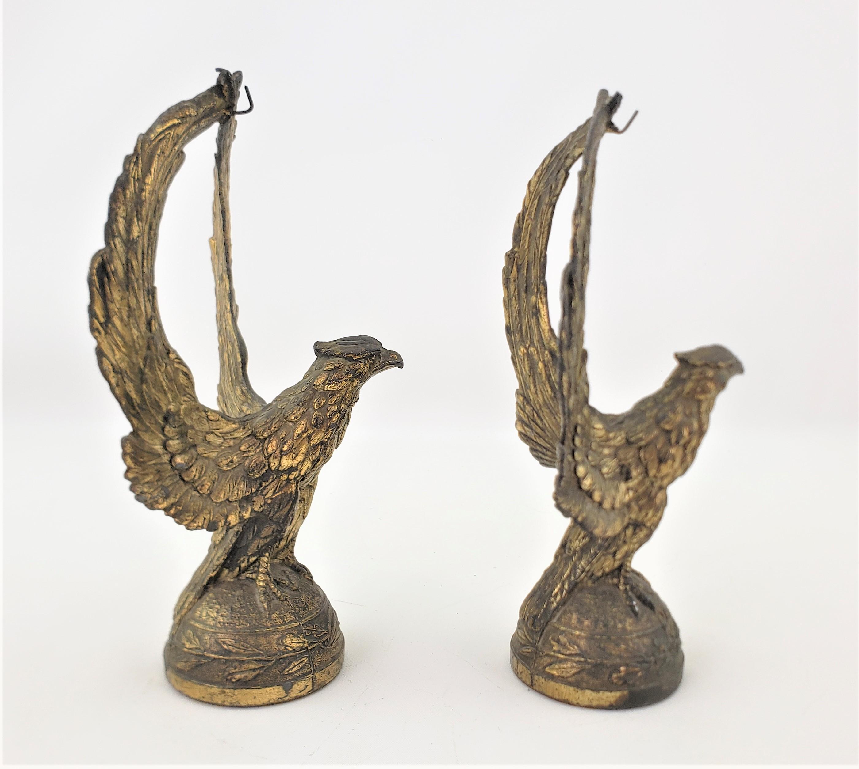 Edwardian Pair of Antique Brass Plated Figural Bald Eagle Pocket Watch Stands or Bookends For Sale
