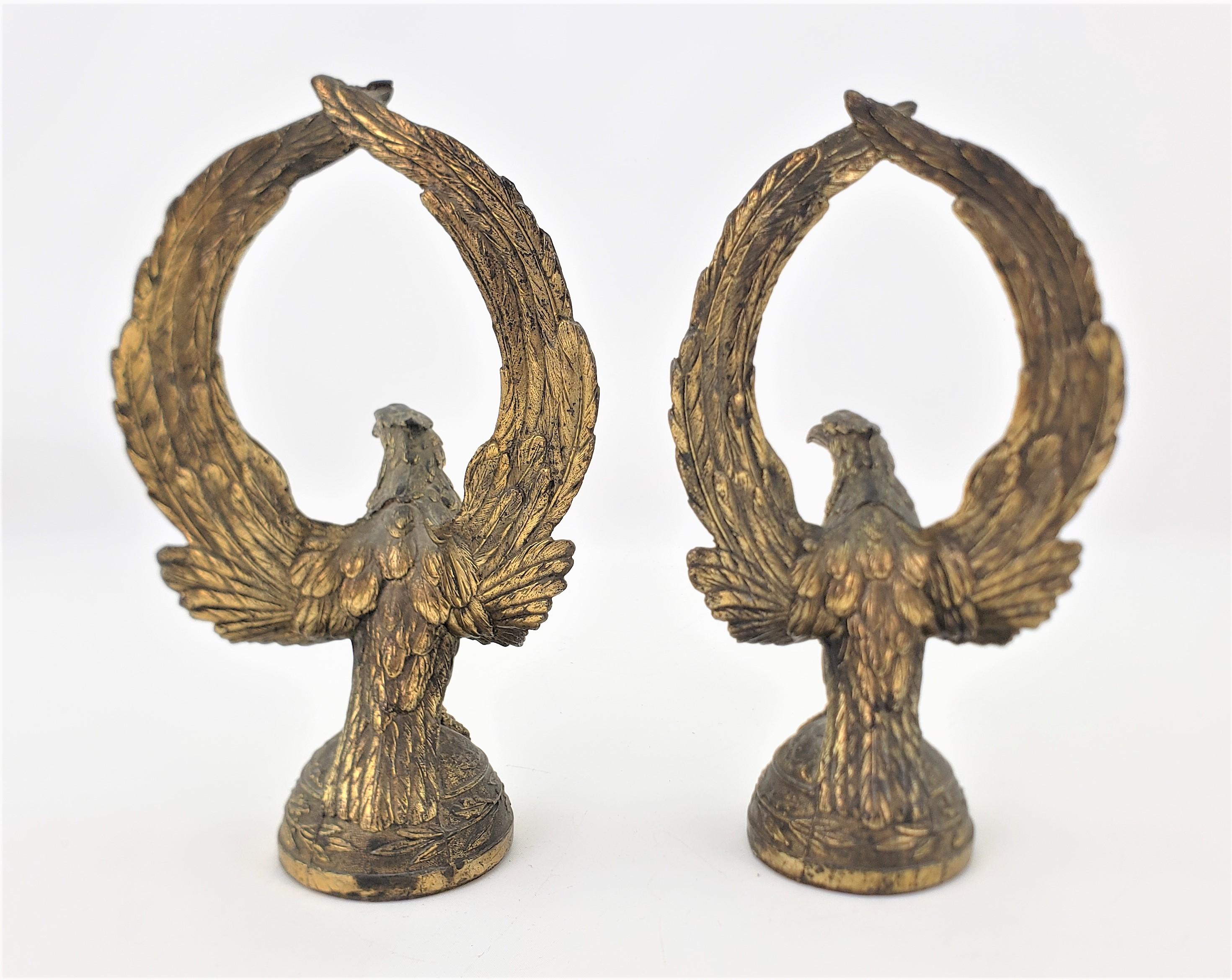 American Pair of Antique Brass Plated Figural Bald Eagle Pocket Watch Stands or Bookends For Sale