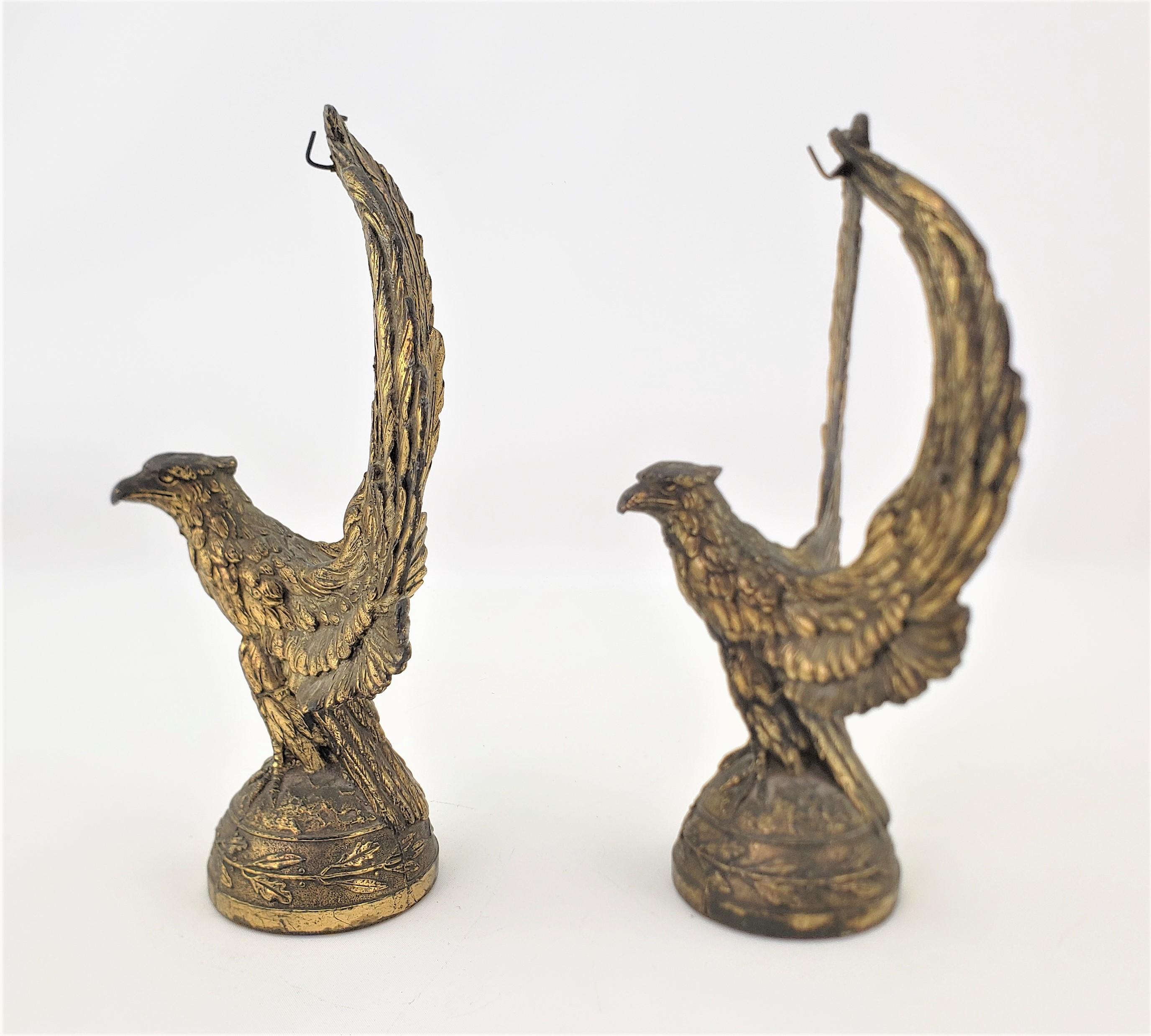 Molded Pair of Antique Brass Plated Figural Bald Eagle Pocket Watch Stands or Bookends For Sale