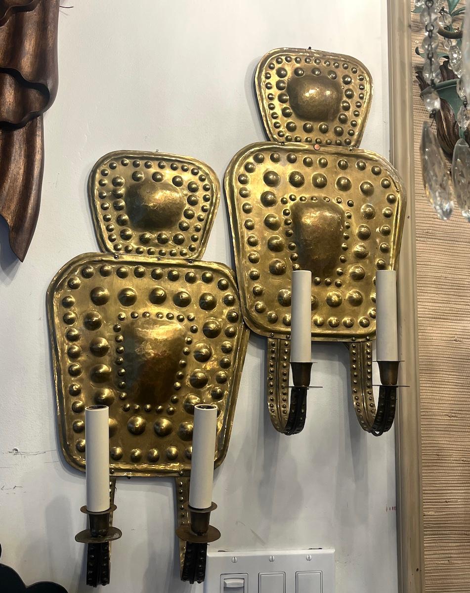 Début du 20ème siècle Paire d'appliques en laiton ancien en vente
