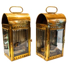 Pair of Antique Brass Ships Lanterns Signed Davey & Co. London, circa 1890-1910