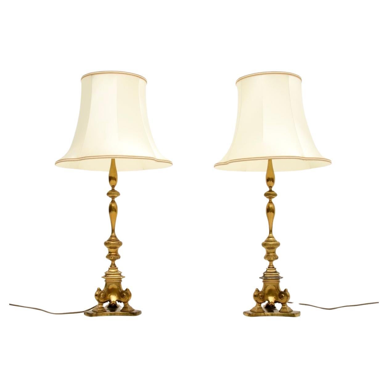 Pair of Antique Brass Table Lamps