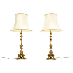 Pair of Antique Brass Table Lamps