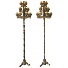 Pair of Antique Brass Torches, circa 1890-1900