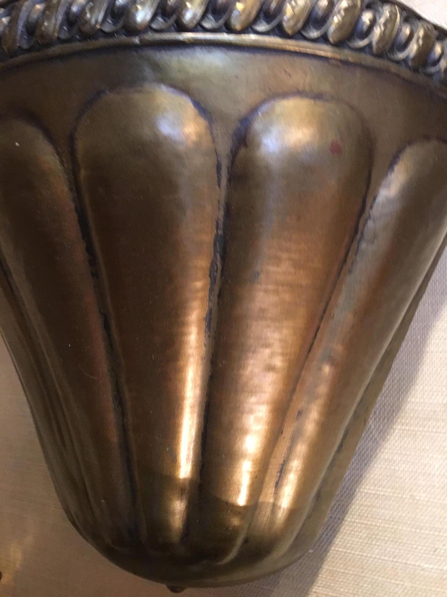 Pair of Antique Brass Wall Sconces, Mid-20th Century In Good Condition In Savannah, GA