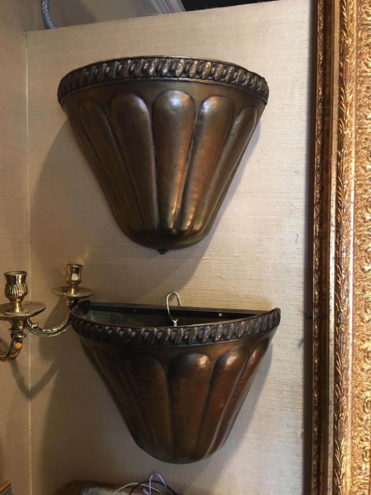Pair of Antique Brass Wall Sconces, Mid-20th Century 2