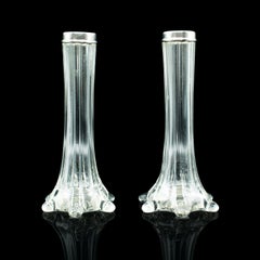 Pair of Antique Breakfast Stem Vases, English, Silver, Hallmarked, Victorian