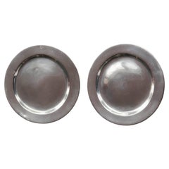 Pair of Antique Brightly Polished Pewter Plates, English, C.1800