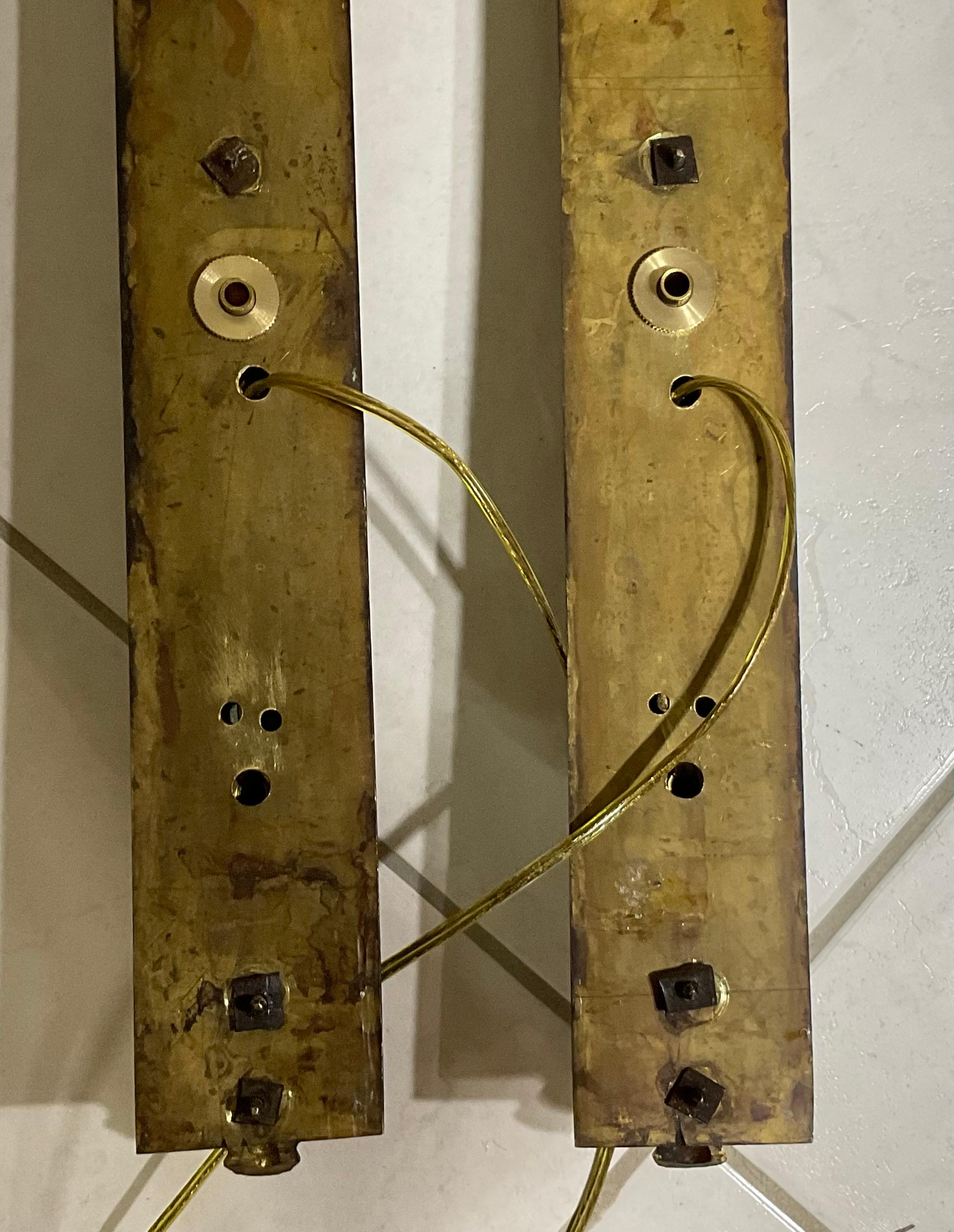 Pair of Antique Bronze and Brass Sconces - Elegant Wall Lights For Sale 3