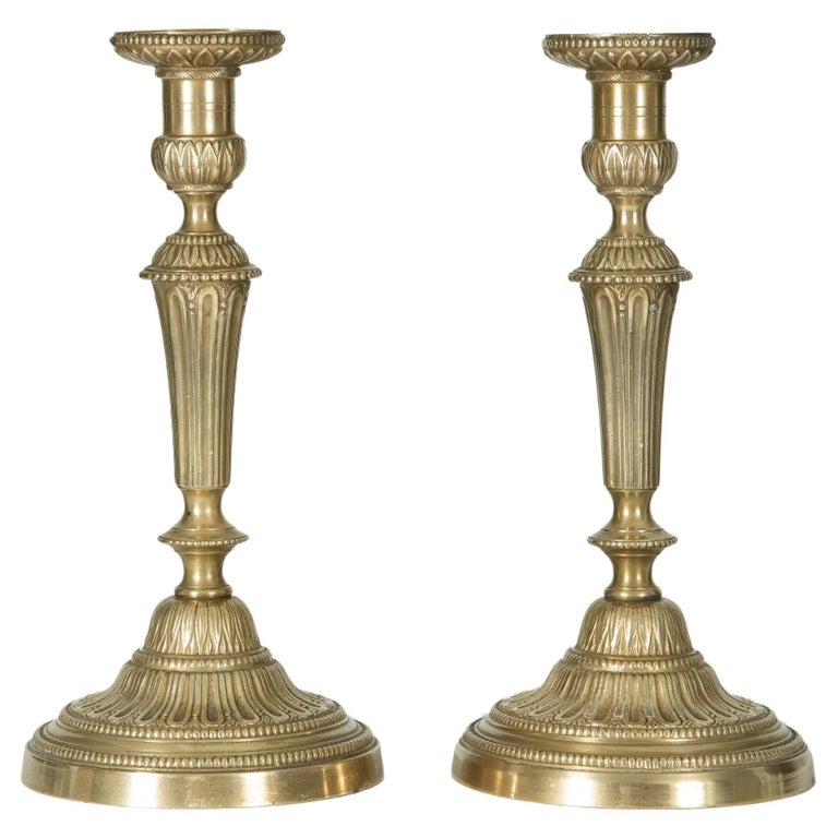 Pair of Antique Bronze Candlesticks For Sale at 1stDibs