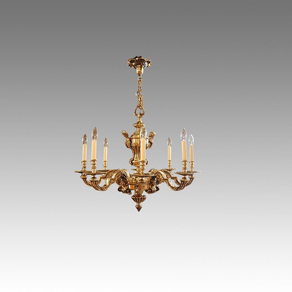 Pair of magnificent Antique Bronze Chandeliers, early 20th century Circa 1910 4