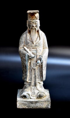 Pair of Antique Bronze Chinese Officials