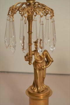 Pair of Antique Bronze Chinoiserie Figural Candlesticks