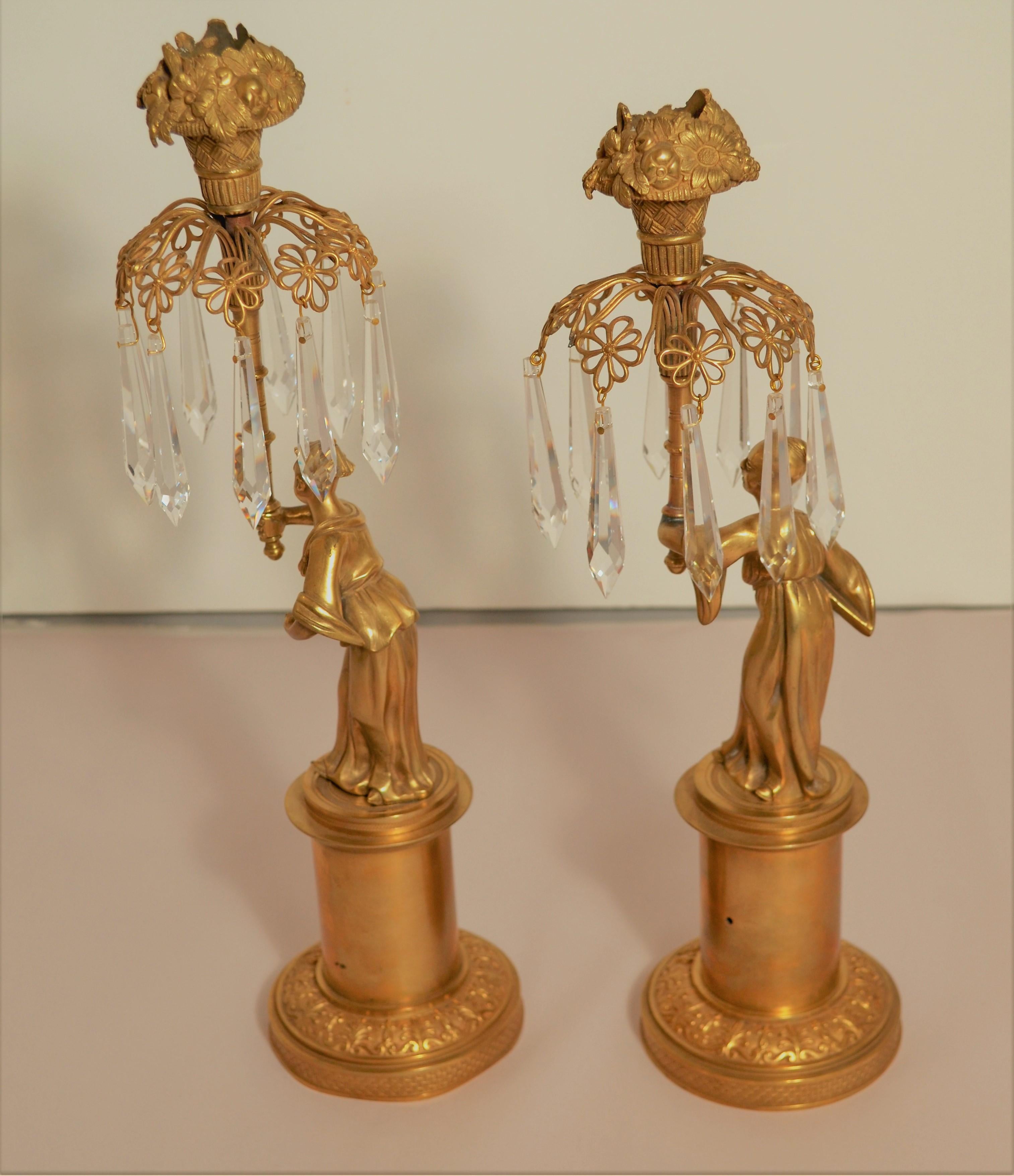 Pair of Antique Bronze Chinoiserie Figural Candlesticks For Sale 1