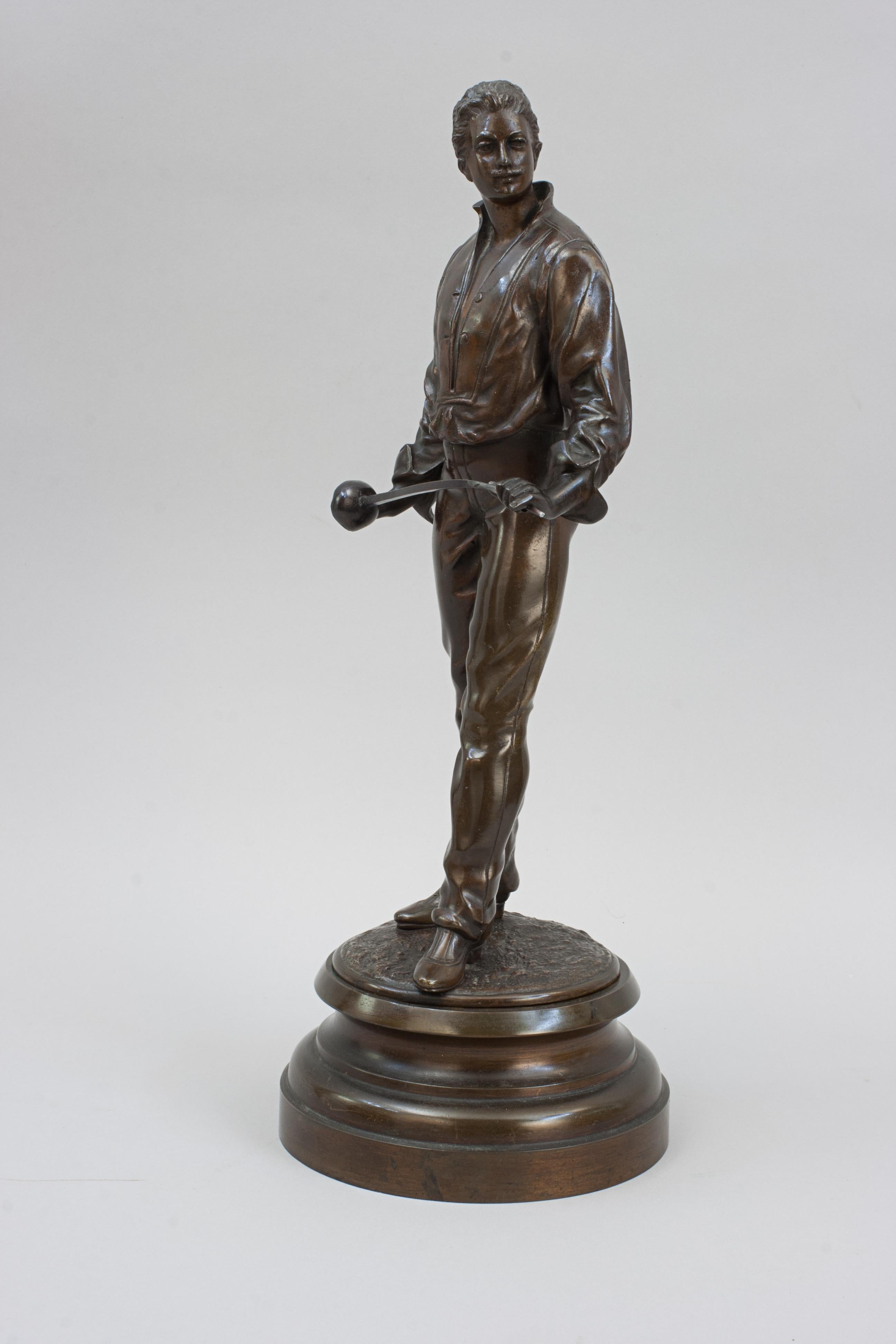 19th Century Pair Of Antique Bronze Fencing Figures For Sale