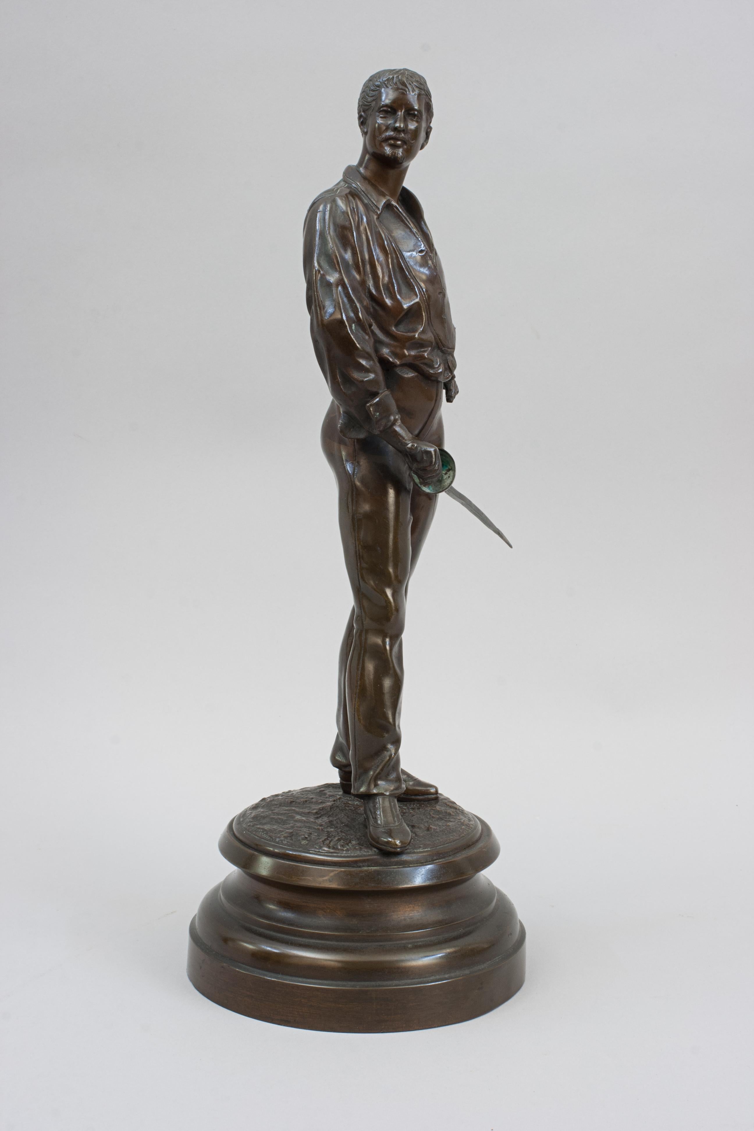 Pair Of Antique Bronze Fencing Figures For Sale 3