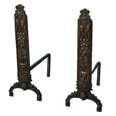 Pareja de perros de fuego de bronce antiguo