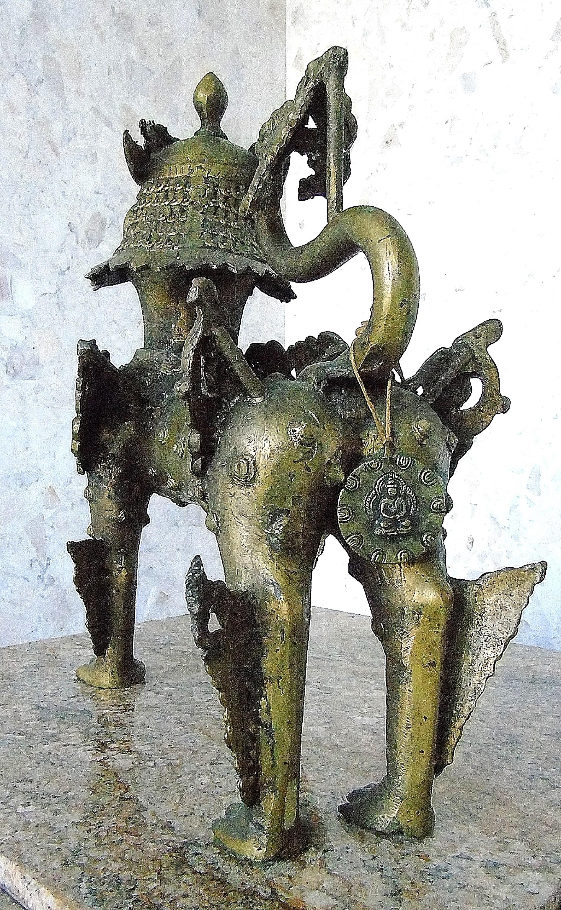 Chinese Pair of Antique Bronze Foo Dogs, 1900s
