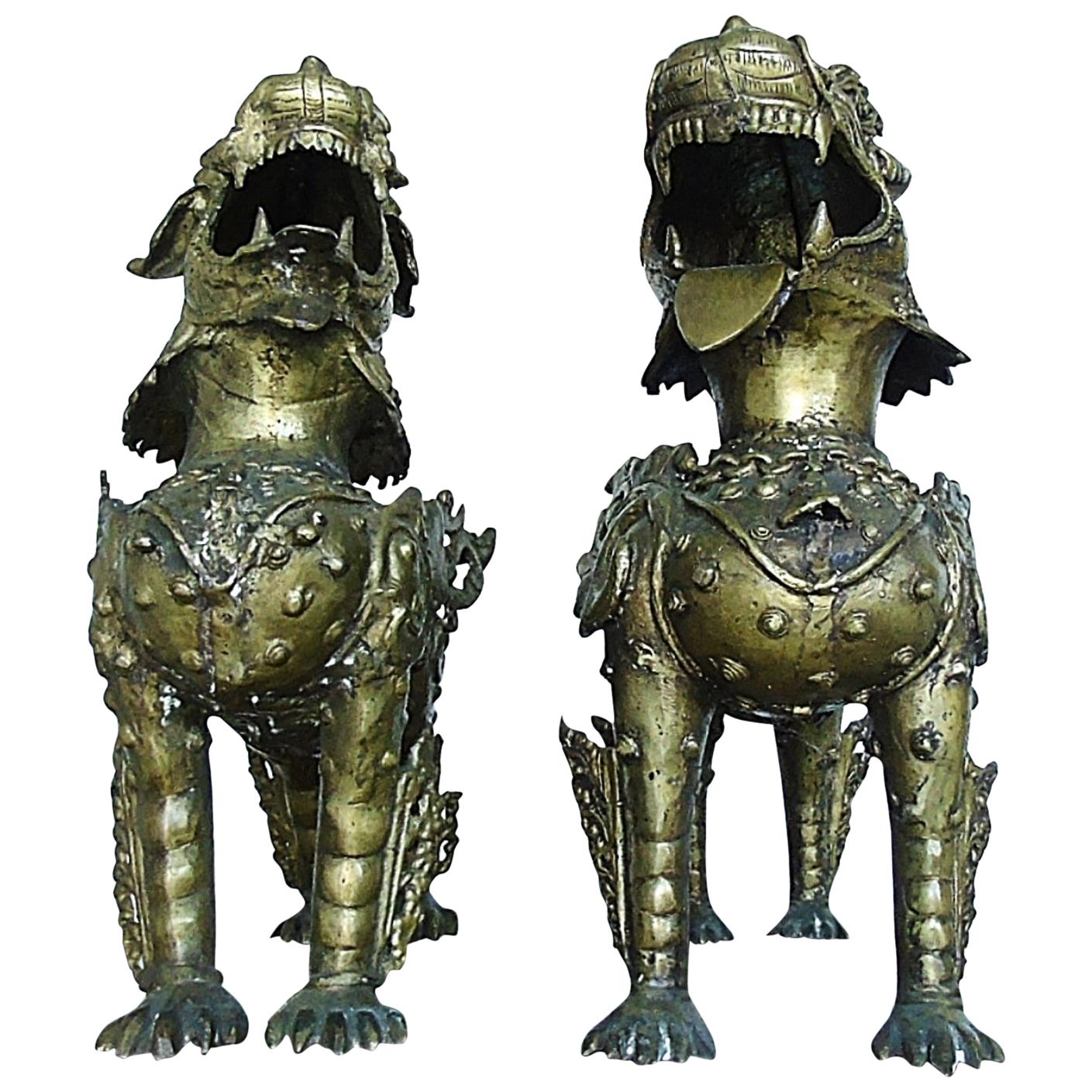 Pair of Antique Bronze Foo Dogs, 1900s