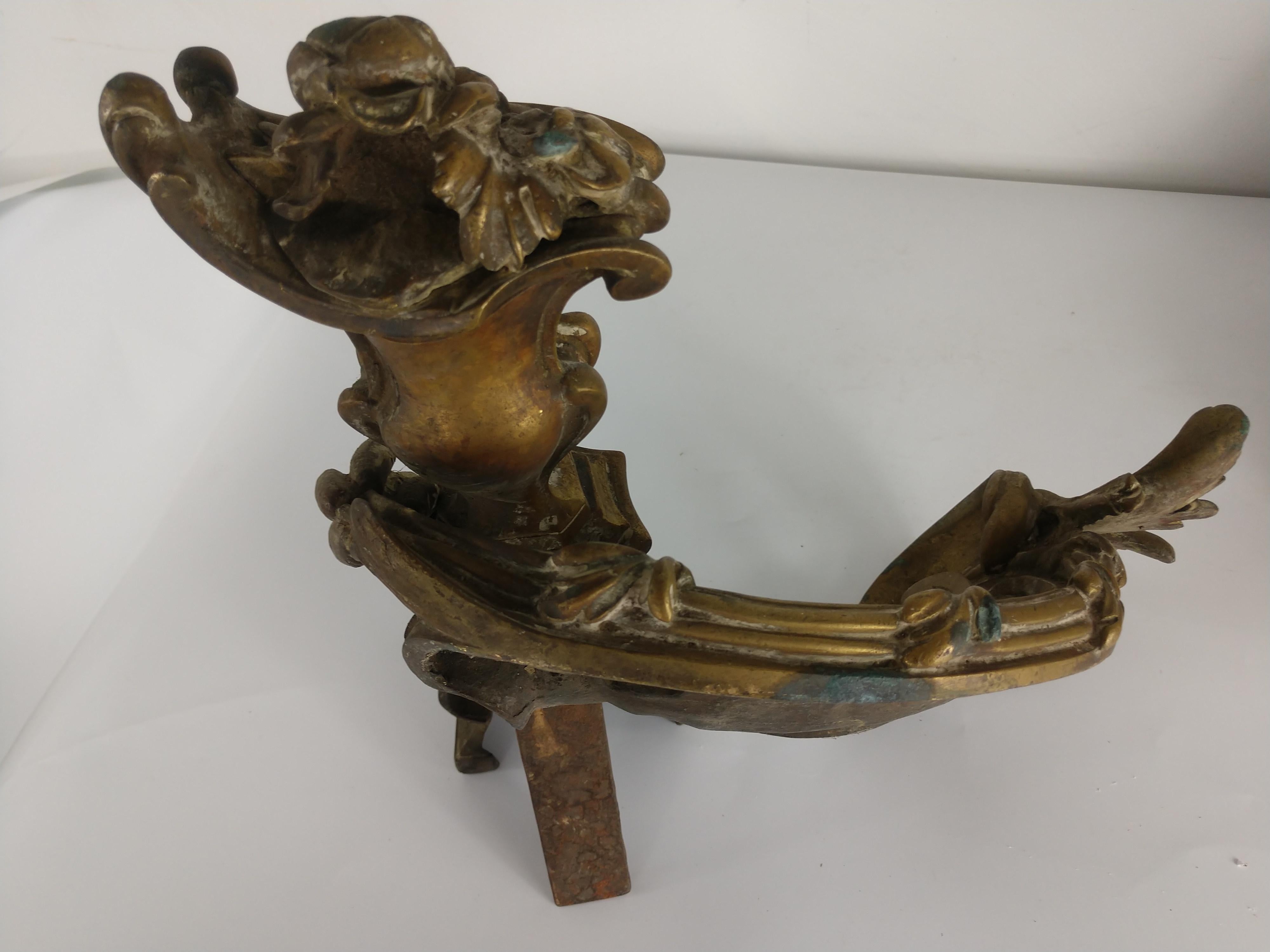 Pair of Antique Bronze French Chenets, c1880 For Sale 1