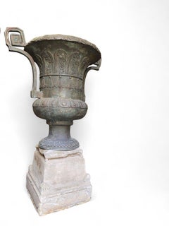 Pair of antique bronze garden vases, 19th century