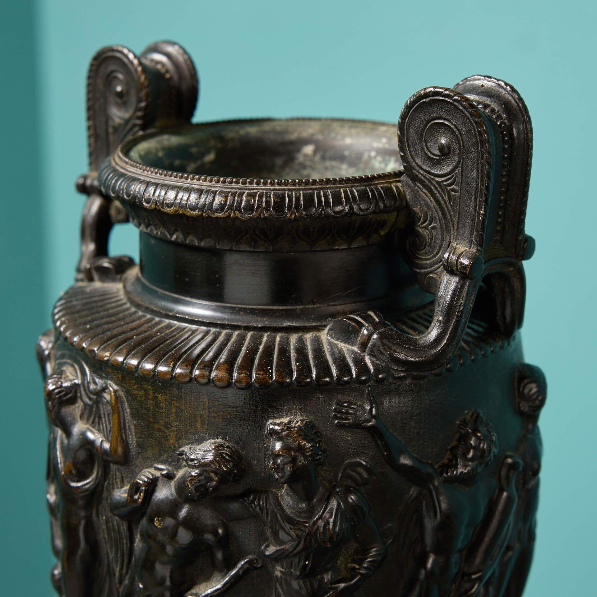 Pair of Antique Bronze Grand Tour Townley Vases In Fair Condition For Sale In Wormelow, Herefordshire